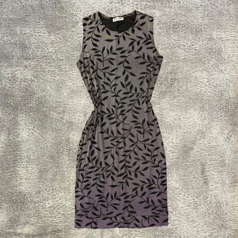 Vintage Botanical Black Dotted Midi Dress